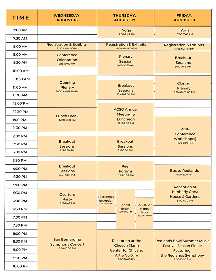 Conference Schedule at a glance